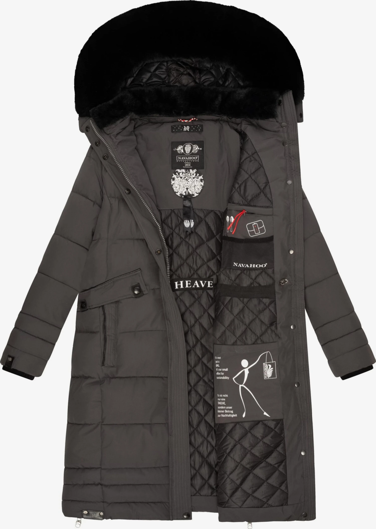 Navahoo Wintermantels Wintermantel Fahmiyaa Dames Antraciet 6 Navahoo Wintermantels Wintermantel Fahmiyaa Dames Antraciet - Afbeelding 6