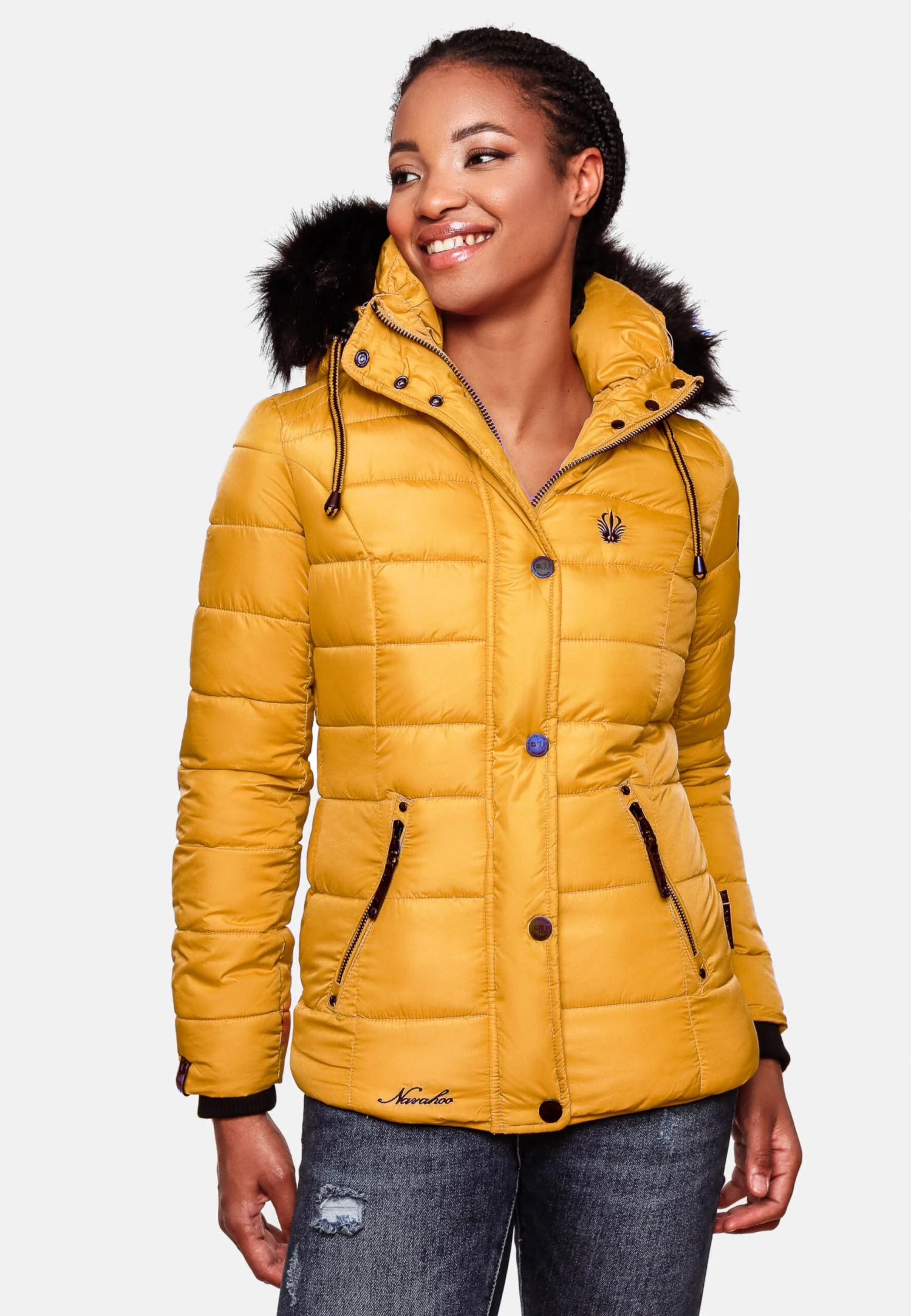 Navahoo Winterjassen Winterjas Zuckerbiene Dames Geel 2 Navahoo Winterjassen Winterjas Zuckerbiene Dames Geel - Afbeelding 2