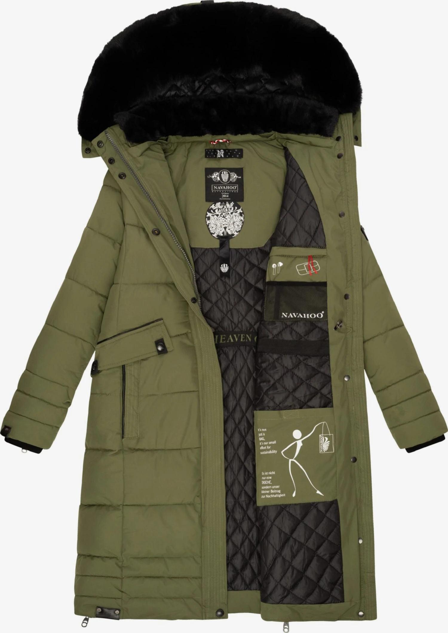 Navahoo Wintermantels Wintermantel Fahmiyaa Dames Kaki 6 Navahoo Wintermantels Wintermantel Fahmiyaa Dames Kaki - Afbeelding 6