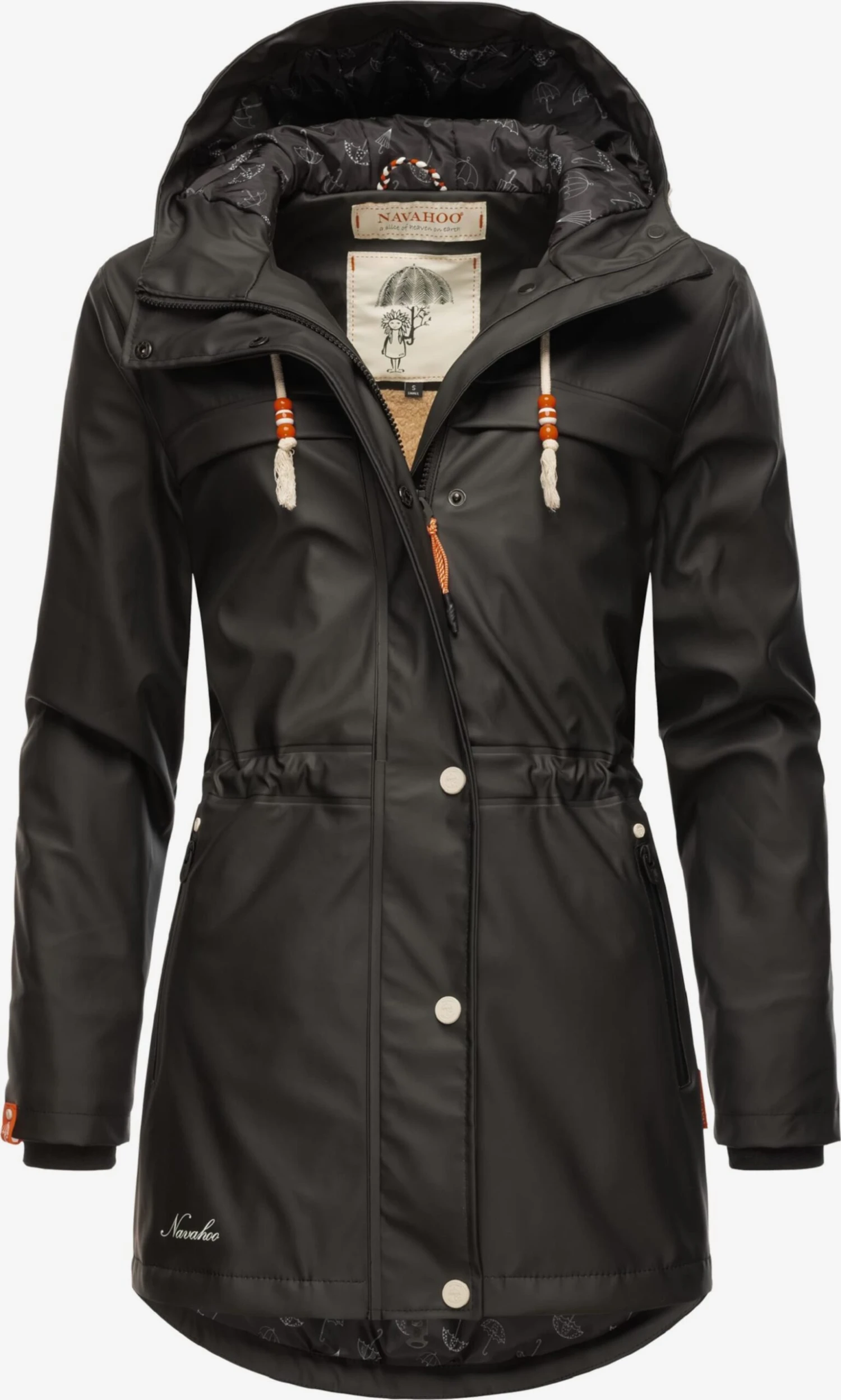 Navahoo Regenmantels Tussenmantel Rainy Forest Dames Zwart 4 Navahoo Regenmantels Tussenmantel Rainy Forest Dames Zwart - Afbeelding 4